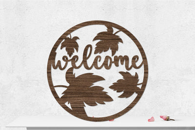 Fall Welcome Sign Rounded Laser cut SVG zafrans studio 