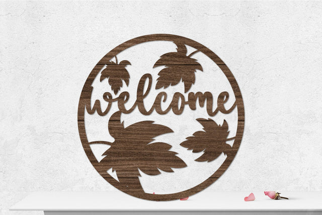 Fall Welcome Sign Rounded Laser cut SVG zafrans studio 