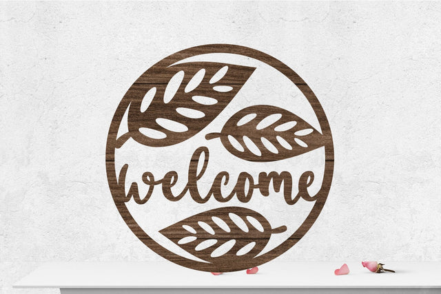 Fall Welcome Sign Rounded Laser cut SVG zafrans studio 
