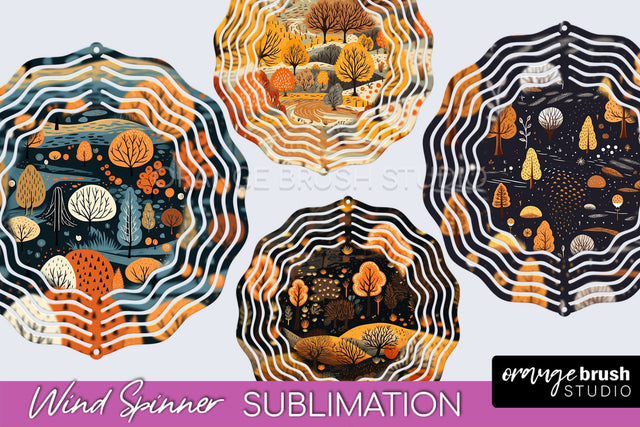 Fall Wind Spinner - Autumn Forest Wind Spinner Sublimation Sublimation OrangeBrushStudio 