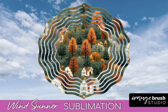 Fall Wind Spinner - Autumn Forest Wind Spinner Sublimation Sublimation OrangeBrushStudio 