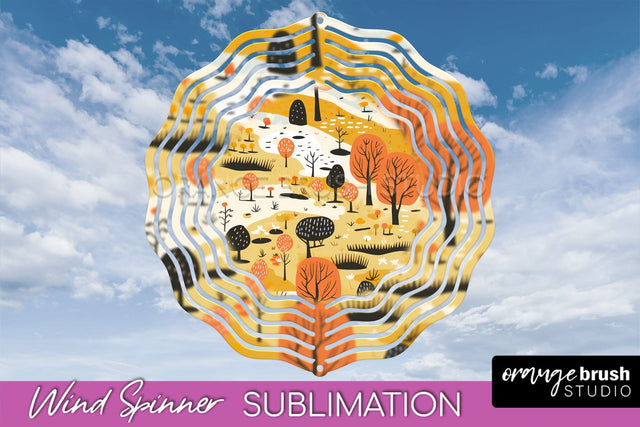Fall Wind Spinner - Autumn Forest Wind Spinner Sublimation Sublimation OrangeBrushStudio 