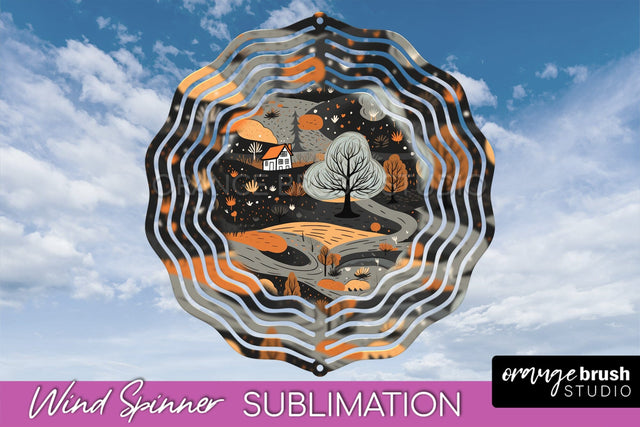 Fall Wind Spinner - Autumn Forest Wind Spinner Sublimation Sublimation OrangeBrushStudio 
