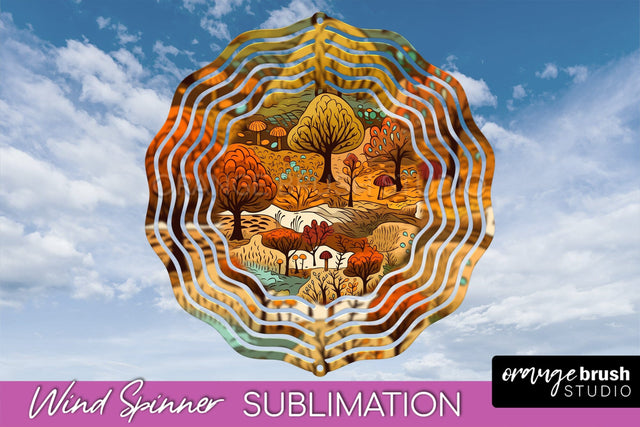 Fall Wind Spinner - Autumn Forest Wind Spinner Sublimation Sublimation OrangeBrushStudio 