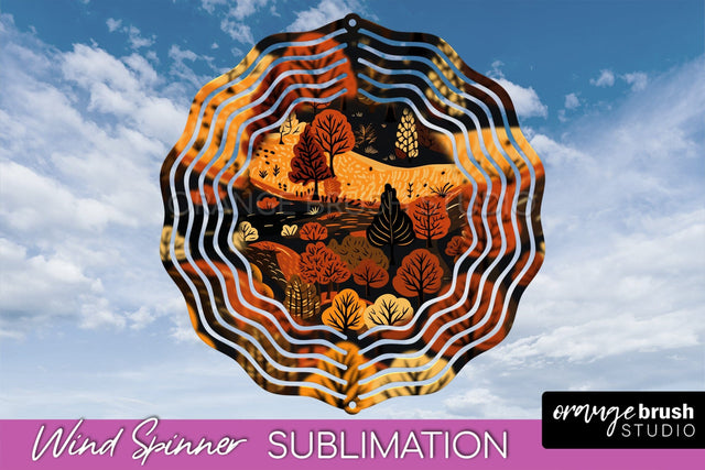 Fall Wind Spinner - Autumn Forest Wind Spinner Sublimation Sublimation OrangeBrushStudio 