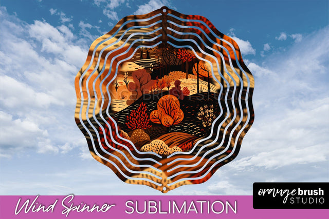 Fall Wind Spinner - Autumn Forest Wind Spinner Sublimation Sublimation OrangeBrushStudio 