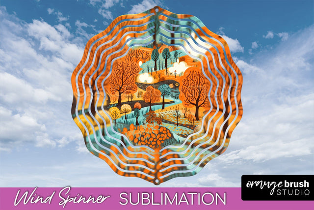 Fall Wind Spinner - Autumn Forest Wind Spinner Sublimation Sublimation OrangeBrushStudio 