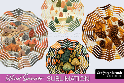 Fall Wind Spinner - Autumn Forest Wind Spinner Sublimation Sublimation OrangeBrushStudio 