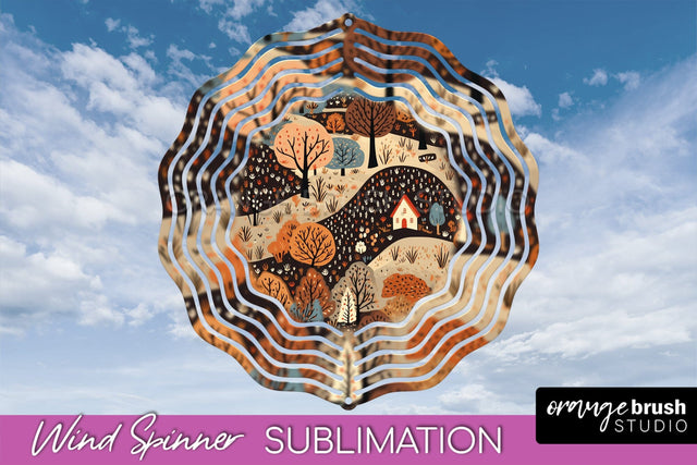 Fall Wind Spinner - Autumn Forest Wind Spinner Sublimation Sublimation OrangeBrushStudio 