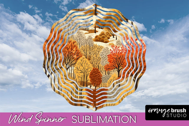 Fall Wind Spinner - Autumn Forest Wind Spinner Sublimation Sublimation OrangeBrushStudio 