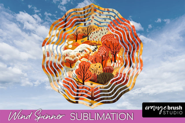 Fall Wind Spinner - Autumn Forest Wind Spinner Sublimation Sublimation OrangeBrushStudio 