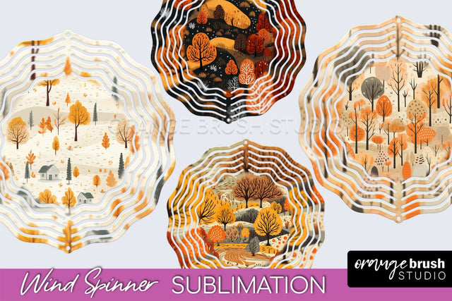 Fall Wind Spinner - Autumn Forest Wind Spinner Sublimation Sublimation OrangeBrushStudio 