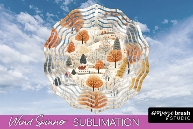 Fall Wind Spinner - Autumn Forest Wind Spinner Sublimation Sublimation OrangeBrushStudio 
