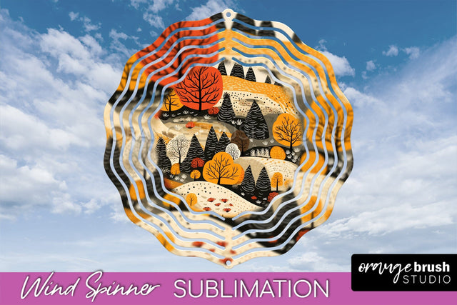 Fall Wind Spinner - Autumn Forest Wind Spinner Sublimation Sublimation OrangeBrushStudio 