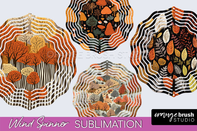 Fall Wind Spinner - Autumn Forest Wind Spinner Sublimation Sublimation OrangeBrushStudio 