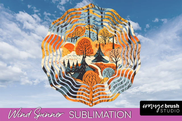 Fall Wind Spinner - Autumn Forest Wind Spinner Sublimation Sublimation OrangeBrushStudio 