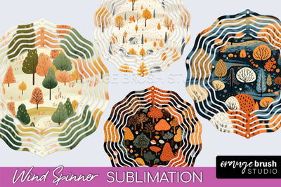 Fall Wind Spinner - Autumn Forest Wind Spinner Sublimation Sublimation OrangeBrushStudio 