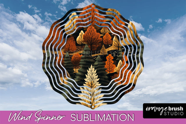 Fall Wind Spinner - Autumn Forest Wind Spinner Sublimation Sublimation OrangeBrushStudio 