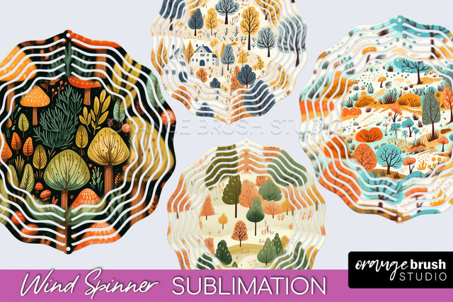 Fall Wind Spinner - Autumn Forest Wind Spinner Sublimation Sublimation OrangeBrushStudio 