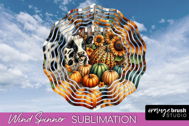 Fall Wind Spinner - Cow Wind Spinner Sublimation Design Sublimation OrangeBrushStudio 