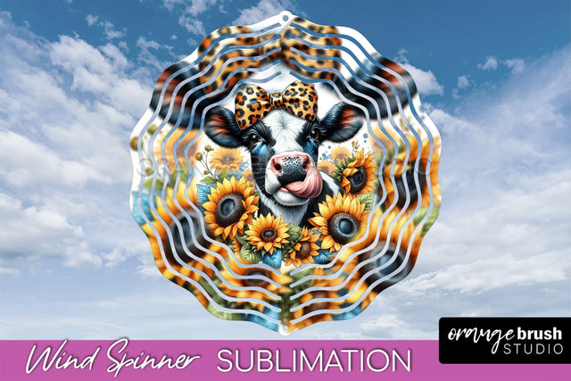 Fall Wind Spinner - Cow Wind Spinner Sublimation Design Sublimation OrangeBrushStudio 