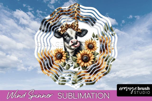 Fall Wind Spinner - Cow Wind Spinner Sublimation Design Sublimation OrangeBrushStudio 