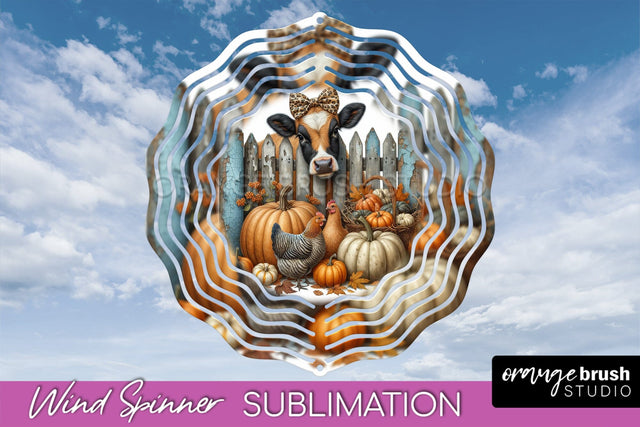 Fall Wind Spinner - Cow Wind Spinner Sublimation Design Sublimation OrangeBrushStudio 