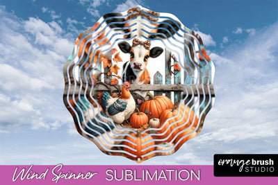 Fall Wind Spinner - Cow Wind Spinner Sublimation Design Sublimation OrangeBrushStudio 