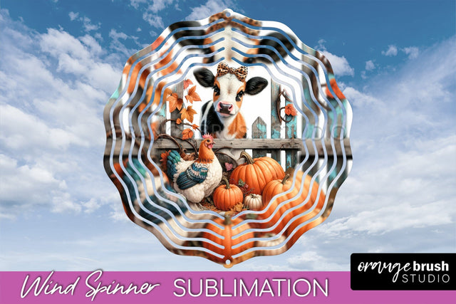 Fall Wind Spinner - Cow Wind Spinner Sublimation Design Sublimation OrangeBrushStudio 