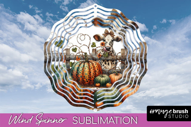 Fall Wind Spinner - Cow Wind Spinner Sublimation Design Sublimation OrangeBrushStudio 