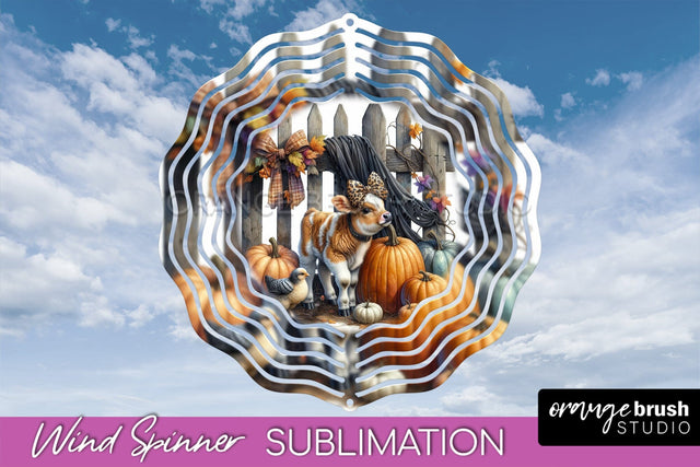 Fall Wind Spinner - Cow Wind Spinner Sublimation Design Sublimation OrangeBrushStudio 