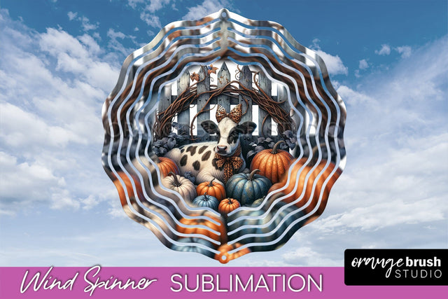 Fall Wind Spinner - Cow Wind Spinner Sublimation Design Sublimation OrangeBrushStudio 