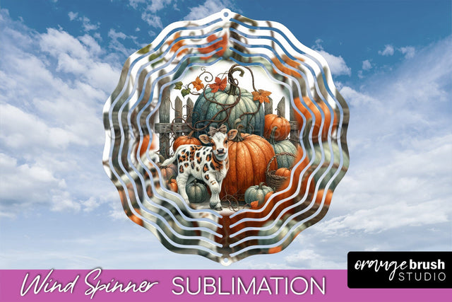 Fall Wind Spinner - Cow Wind Spinner Sublimation Design Sublimation OrangeBrushStudio 