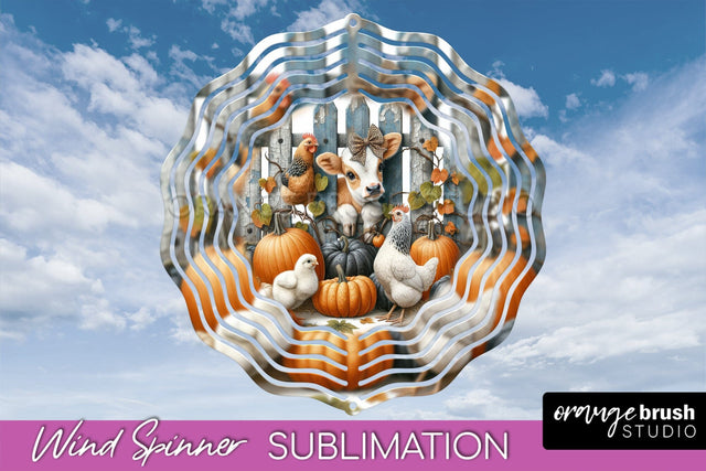 Fall Wind Spinner - Cow Wind Spinner Sublimation Design Sublimation OrangeBrushStudio 