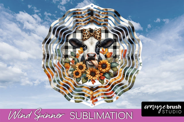 Fall Wind Spinner - Cow Wind Spinner Sublimation Design Sublimation OrangeBrushStudio 