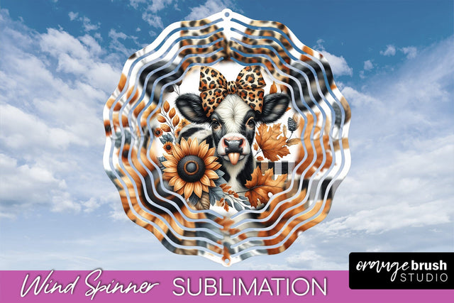 Fall Wind Spinner - Cow Wind Spinner Sublimation Design Sublimation OrangeBrushStudio 