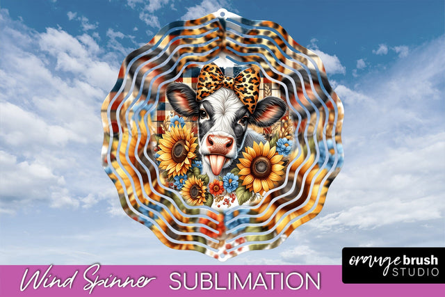 Fall Wind Spinner - Cow Wind Spinner Sublimation Design Sublimation OrangeBrushStudio 