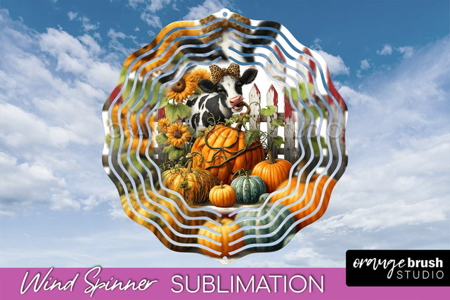 Fall Wind Spinner - Cow Wind Spinner Sublimation Design Sublimation OrangeBrushStudio 