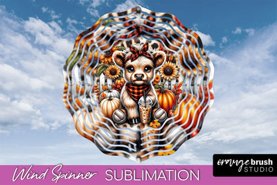 Fall Wind Spinner - Highland Cow Spinner Sublimation Sublimation OrangeBrushStudio 