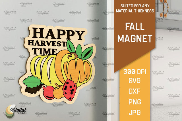 Fall Wooden Magnet Laser Cut. Autumn Engraved Magnet SVG SVG Evgenyia Guschina 