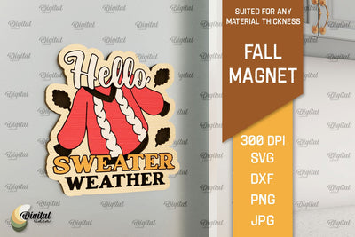 Fall Wooden Magnet Laser Cut. Autumn Engraved Magnet SVG SVG Evgenyia Guschina 
