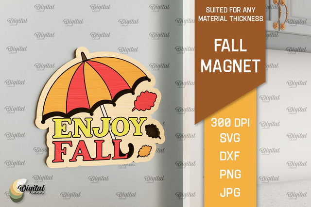 Fall Wooden Magnet Laser Cut. Autumn Engraved Magnet SVG SVG Evgenyia Guschina 