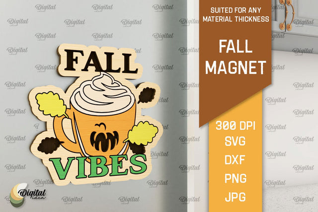 Fall Wooden Magnet Laser Cut. Autumn Engraved Magnet SVG SVG Evgenyia Guschina 