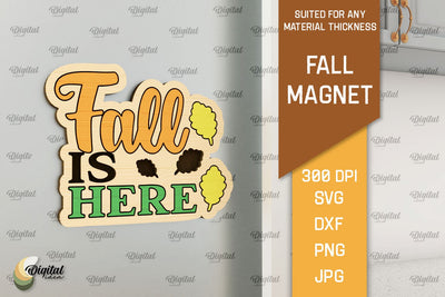 Fall Wooden Magnet Laser Cut. Autumn Engraved Magnet SVG SVG Evgenyia Guschina 