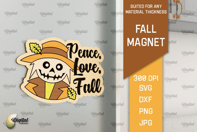 Fall Wooden Magnet Laser Cut. Autumn Engraved Magnet SVG SVG Evgenyia Guschina 