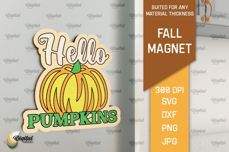 Fall Wooden Magnet Laser Cut. Autumn Engraved Magnet SVG SVG Evgenyia Guschina 