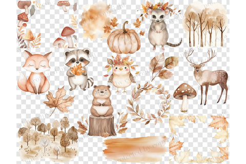Fall Woodland Clipart | Baby Shower PNG Collection SVG GlamArtZhanna 