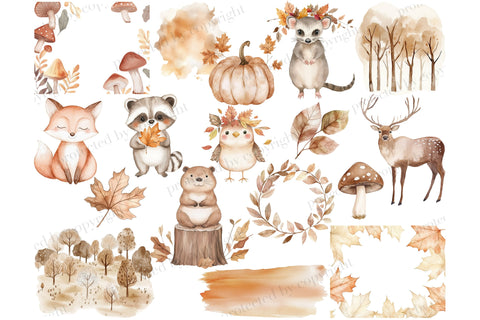 Fall Woodland Clipart | Baby Shower PNG Collection SVG GlamArtZhanna 