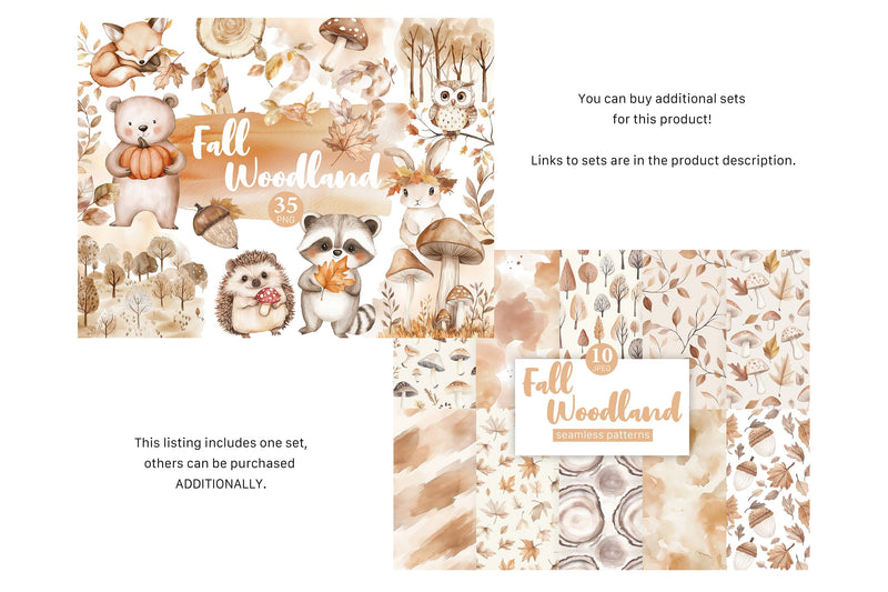 Fall Woodland Papers | Autumn Pattern Bundle - So Fontsy