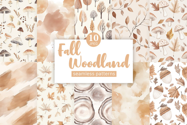 Fall Woodland Papers | Autumn Pattern Bundle Digital Pattern GlamArtZhanna 